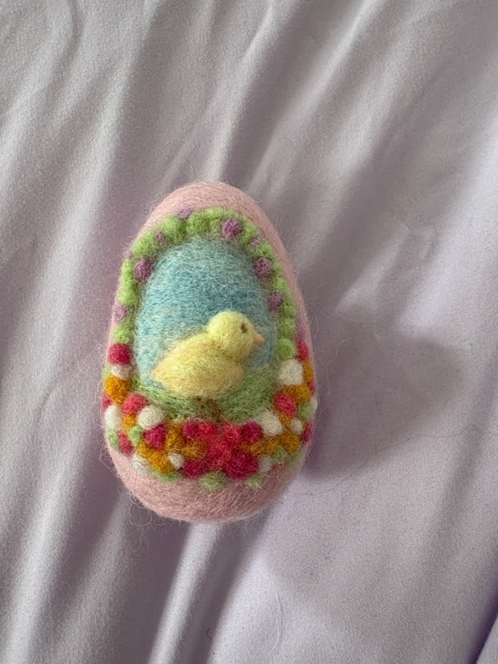 Needle Felted Pink Easter Chick Egg